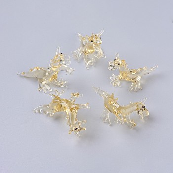 Home Decorations, Handmade Lampwork Display Decorations, Dragon, Light Khaki, 33~35x18~22x21~25mm