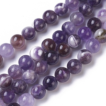 Natural Chevron Amethyst Beads Strands, Round, 10mm, Hole: 1mm, about 40~41pcs/strand, 15.35 inch(39cm)