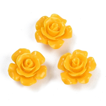 Synthetic Coral Carved Beads, Dyed, Flower, Gold, 12x7mm, Hole: 1.3mm