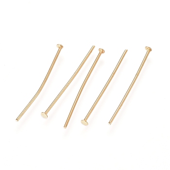 304 Stainless Steel Flat Head Pins, Golden, 20.3x0.6mm, 22 Gauge, Head: 1.4mm