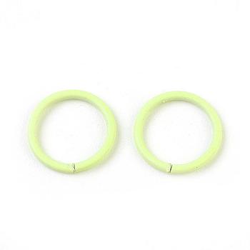 Iron Open Jump Rings, Green Yellow, 10x1mm, Inner Diameter: 8mm