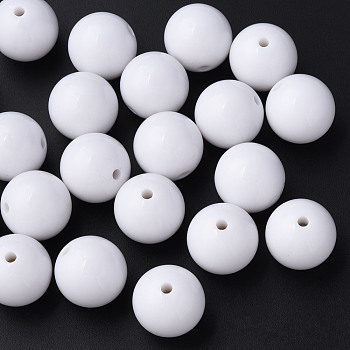 Opaque Acrylic Beads, Round, White, 20x19mm, Hole: 3mm, about 111pcs/500g