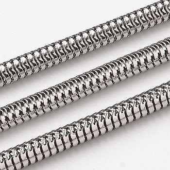 304 Stainless Steel Flat Snake Chains, Soldered, with Spool, Stainless Steel Color, 3.2mm, about 32.8 Feet(10m)/roll