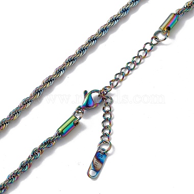 Placage ionique (ip) 304 collier de chaîne de corde en acier inoxydable pour hommes femmes(NJEW-K245-023C)-2