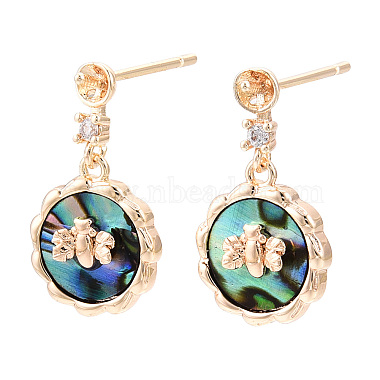 Real 18K Gold Plated Bees Shell Stud Earring Findings