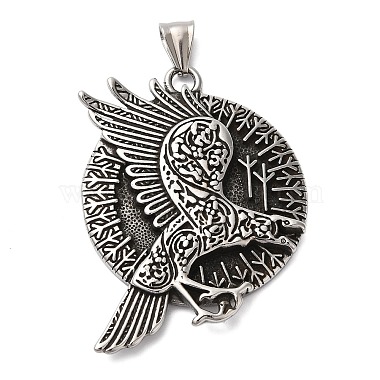 Stainless Steel Color Raven Stainless Steel+Enamel Big Pendants