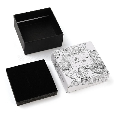 Flower Print Cardboard Paper Jewelry Storage Boxes(CON-P022-01C)-2