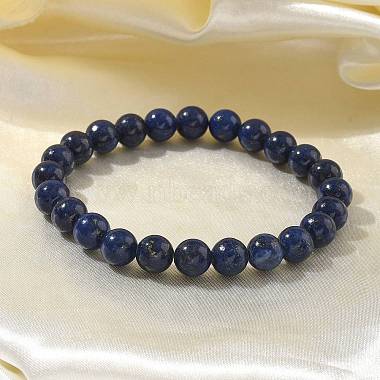 Lapis naturelles bracelets élastiques en perles lazuli(X-BJEW-K212-B-047)-7