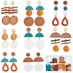 DIY Geometry Wood Dangle Stud Earring Making Kits, Mixed Color, 20x4mm, Hole: 1.5mm(DIY-SC0024-72)