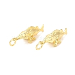 Brass Pendants, Fish Shape, Lead Free & Cadmium Free, Long-Lasting Plated, Rack Plating, with Jump Ring, Golden, 22.5x9x7.5mm, Hole: 3mm(KK-C144-01G)