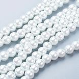 8mm White Round Glass Pearl Beads(X-HY-8D-B01)