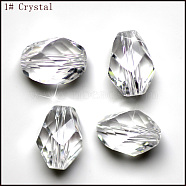 Imitation Austrian Crystal Beads, Grade AAA, Faceted, Bicone, Clear, 6x8mm, Hole: 0.7~0.9mm(SWAR-F077-9x6mm-01)
