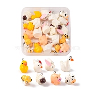 32Pcs 8 Style Opaque Resin Pendants, with Platinum Tone Iron Loop, 3D Pig & Duck & Bee & Cygnet & Chick & Rabbit & Calf & Sheep, Mixed Color, 15~29x15~26x10~16mm, Hole: 1.8~2mm, 4pcs/style(RESI-FS0001-21)