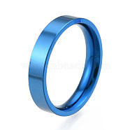 201 Stainless Steel Plain Band Ring for Women, Blue, Inner Diameter: 17mm(RJEW-N043-12B)