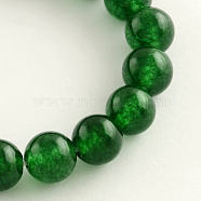 Dyed Natural Jade Round Bead Strands, Dark Green, 8mm, Hole: 1mm, about 48pcs/strand, 14.9 inch(G-Q937-13)