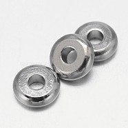 Flat Round Brass Spacer Beads, Platinum, 4x1.5mm, Hole: 1.5mm(KK-L106A-01P)