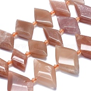 Natural Sunstone Beads Strands, Faceted, Rhombus, 21~32x10~18x5~7mm, Hole: 0.6~0.8mm, about 20~25pcs/strand, 15 inch~15.7 inch(38~40cm)(G-O179-H22)