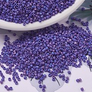 MIYUKI Delica Beads, Cylinder, Japanese Seed Beads, 11/0, (DB0880) Matte Opaque Cobalt AB, 1.3x1.6mm, Hole: 0.8mm, about 2000pcs/bottle, 10g/bottle(SEED-JP0008-DB0880)