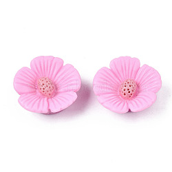 Opaque Resin Cabochons, Flower, Pearl Pink, 21x20x9mm(CRES-S302-71C)