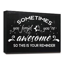 MDF Wall Art, Canvas Print Wall Painting Home Decorations, Rectangle with Word, Black, Thumbs Up Sign, 100x150x38mm(HJEW-WH0044-007)