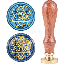 Wax Seal Stamp Set, Sealing Wax Stamp Solid Brass Head,  Wood Handle Retro Brass Stamp Kit Removable, for Envelopes Invitations, Gift Card, Star of David Pattern, 83x22mm(AJEW-WH0208-686)