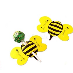 Paper Candy Lollipops Cards, Bees with Word Sweet Candy & Love You, for Baby Shower and Birthday Party Decoration, Yellow, 5.6x8.5x0.04cm, about 50pcs/bag(CDIS-I003-10)