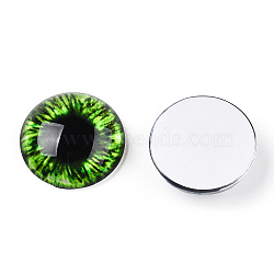 Glass Cabochons, Half Round with Eye, Lawn Green, 20x6.5mm(GGLA-T004-03Y)