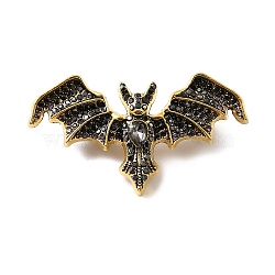 Retro Alloy Rhinestone Brooch, Exquisite Lapel Pin for Women, Bat, Jet, 28x50mm(JEWB-K018-26AG)