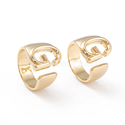 Brass Cuff Rings, Open Rings, Long-Lasting Plated, Real 18K Gold Plated, Letter.G, Size 6, 17mm(RJEW-L097-06G)