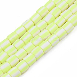 Handmade Polymer Clay Bead Strands, Column, Green Yellow, 6x6mm, Hole: 1.5mm, about 63pcs/strand, 15.55 inch~15.94 inch(39.5~40.5cm)(CLAY-T020-12J)