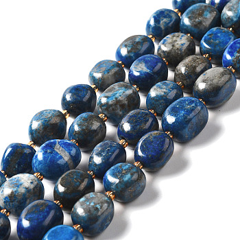 Natural Lapis Lazuliib Beads Strands, Oval, 9.5~19.5x8~13.5x5.5~13mm, Hole: 0.9~1.2mm, about 24~27pcs/strand, 14.96~15.55''(38~39.5cm)