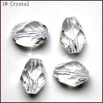 Imitation Austrian Crystal Beads, Grade AAA, Faceted, Bicone, Clear, 6x8mm, Hole: 0.7~0.9mm