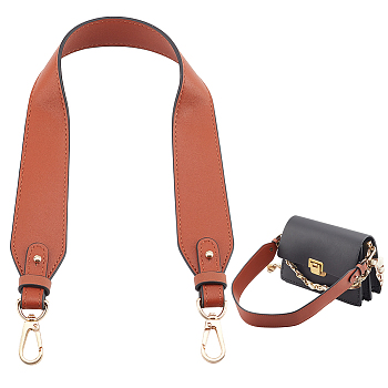 PU Leather Underarm Bag Straps, with Alloy Swivel Clasps, Saddle Brown, 59.5x3.65x0.3cm