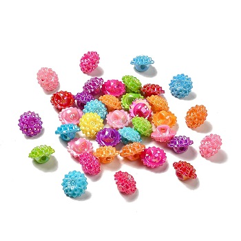 AB Color Acrylic Flower Sewing Shank Buttons, Mixed Color, 16mm in diameter, 10mm thick, hole: 2.5mm, about 625pcs/500g