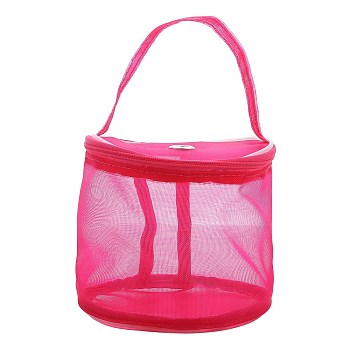 Nylon Yarn Storage Bags, with Alloy Hole, for Portable Knitting Yarn Balls Organizer, Column, Deep Pink, 12.5x13cm