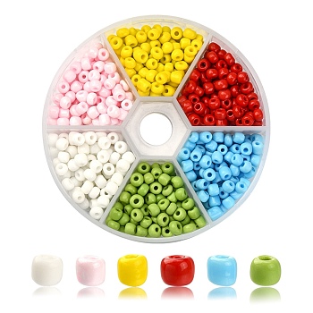 540Pcs 6 Colors 6/0 Glass Seed Beads, Opaque Colours, Small Craft Beads for DIY Jewelry Making, Round, Mixed Color, 4mm, Hole: 1.5mm, 90Pcs/color