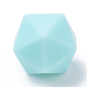 Food Grade Eco-Friendly Silicone Focal Beads, Chewing Beads For Teethers, DIY Nursing Necklaces Making, Icosahedron, Pale Turquoise, 16.5x16.5x16.5mm, Hole: 2mm