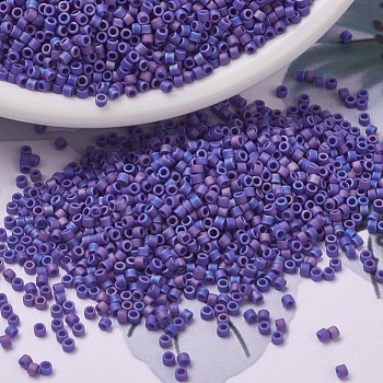 MIYUKI Delica Beads, Cylinder, Japanese Seed Beads, 11/0, (DB0880) Matte Opaque Cobalt AB, 1.3x1.6mm, Hole: 0.8mm, about 2000pcs/bottle, 10g/bottle