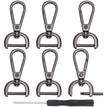 Alloy Lock Catch, for Bag Buckle Accessories Makings, with Iron Screwdriver, Gunmetal, Lock Catch: 4.8x2.45x0.7cm, Inner Diameter: 1.6x0.55cm