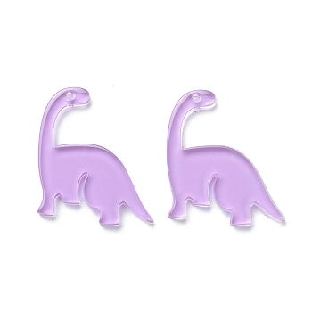 Transparent Acrylic Pendants, Dinosaur, Violet, 28x25x2.5mm, Hole: 1.2mm