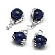 Palm Platinum Plated Brass Synthetic Blue Goldstone Pendants(G-F228-02E-RS)-1