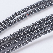 Non-Magnetic Synthetic Hematite Beads, Round, Black, 2mm, Hole: 0.6mm, about 191pcs/strand(G-H1074-1)