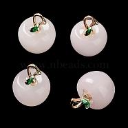 Natural Rose Quartz Pendants, with Alloy Enamel Loops, Apple, for Teacher's Day, 16x14mm, Hole: 4x2mm(G-P499-01G-11)