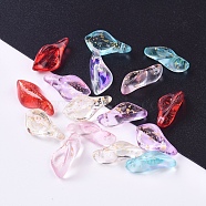 Transparent Glass Pendants, with Glitter Powder, Petal, Mixed Color, 17.5x8.5x4.5mm, Hole: 1mm(GLAA-L027-A)