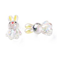 Transparent Acrylic Beads, with Enamel, AB Color Plated, Rabbit, Clear, 25x14.5x11mm, Hole: 2.5mm(MACR-S373-81-Q06)