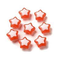 Imitation Jelly Transparent Acrylic Beads, Two Tone, Star, Red, 17x18x3mm, Hole: 3.5mm, 20pcs/set(SACR-R741-03A)