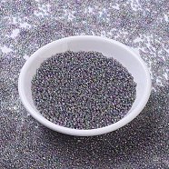 MIYUKI Round Rocailles Beads, Japanese Seed Beads, 11/0, (RR2440) Transparent Gray Rainbow Luster, 2x1.3mm, Hole: 0.8mm, about 1111pcs/10g(X-SEED-G007-RR2440)