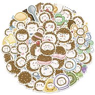 50Pcs Hedgehog Theme Waterproof PVC Adhesive Stickers Set, for DIY Scrapbooking and Journal Decoration, Camel, 36~73x36~73x0.2mm(STIC-C005-04)
