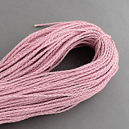 Braided Imitation Leather Cords, Round Bracelet Findings, Pink, 3x3mm, about 103.89 yards(95m)/bundle(LC-S005-015)