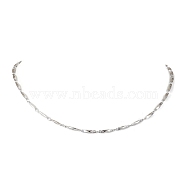 304 Stainless Steel Rectangle link Chain Necklaces, Stainless Steel Color, 17.36~17.48 inch(44.1~44.4cm)(NJEW-JN04746-01)